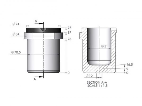 CRISOL 2 KGS. P/HORNO INDUCCION ULTRAFLEX REFRIGERADO POR AGUA - Imagen 3