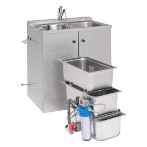 LAVAMANOS 2 SENOS ACERO INOX.  220 V
