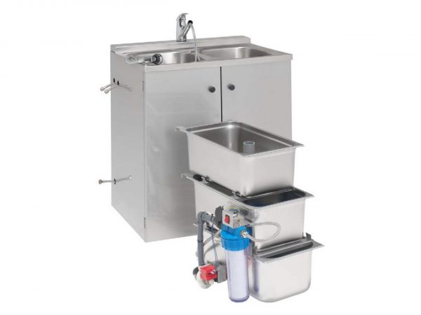LAVAMANOS 2 SENOS ACERO INOX.  220 V