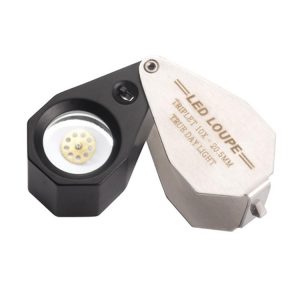LUPA NEGRA TRIPLET 10X CON 6 LED LUZ DIA