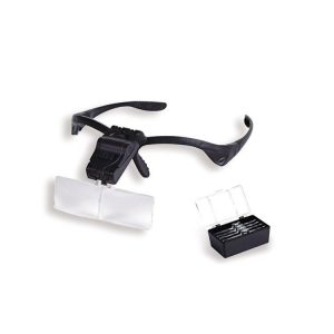 LUPAS BINOCOLARES CON MONTURA, LED Y 5 LENTES 1x-1,5x-2x-2,5x3,5x