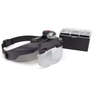 LUPAS BINOCOLARES CON VISERA LED Y 4 LENTES 1,2x-1,8x-2,5x3,5x
