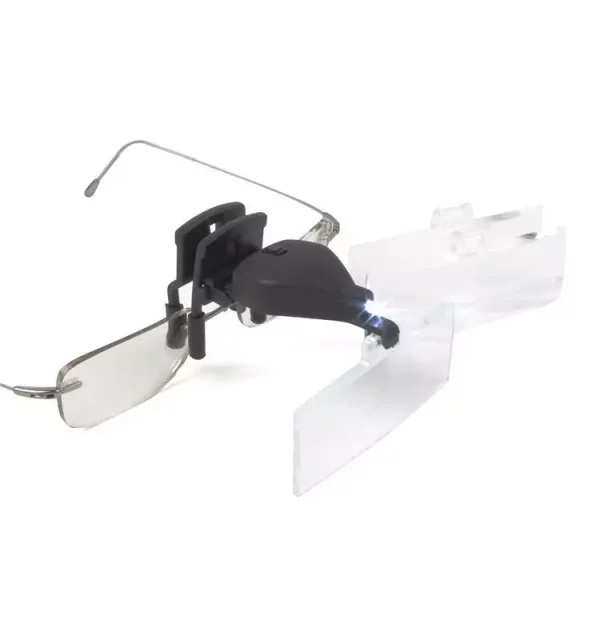 LUPAS BINOCULARES CON PINZA 3 LENTES 1,5x- 2,5x - 3,5x LUZ LED