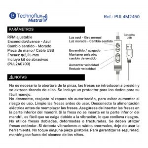 MICROMOTOR PEN TECHNOFLUX MISTRAL 16.000 R.P.M. USB PORTATIL