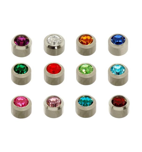 PENDIENTES BOTON C/PIEDRA SURTIDA MINI ACERO CAFLON
