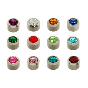 PENDIENTES BOTON C/PIEDRAS SURTIDAS ACERO CAFLON