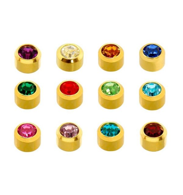 PENDIENTES BOTON C/PIEDRAS SURTIDAS CHAPADO ORO CAFLON