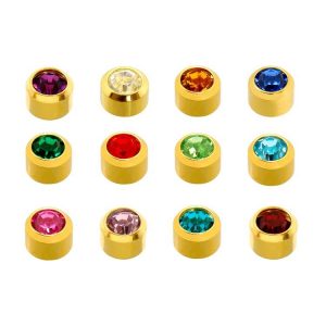 PENDIENTES BOTON C/PIEDRAS SURTIDAS MINI CHAPADO ORO CAFLON