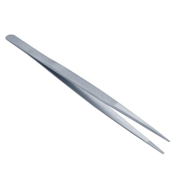 PINZAS ACERO INOX RECTAS 16 cm CON RANURAS INTERIOR