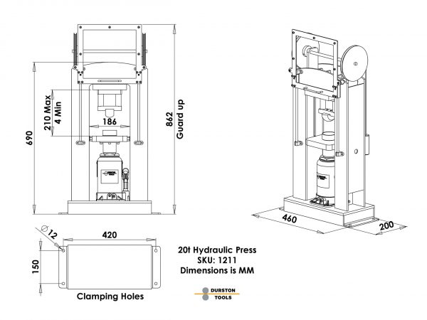 PRENSA HIDRAULICA MANUAL DURSTON 20 tn
