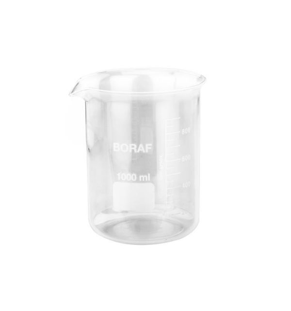 VASO CRISTAL GRADUADO FORMA BAJA 1000 c.c. CON PICO